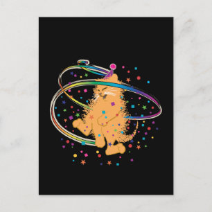 Cartão Postal Gato De Festa Laranja Fogando