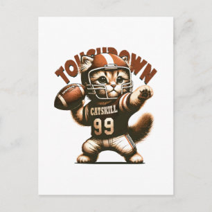 Cartão Postal Gato de Futebol Americano - Purrfeição de Touchdow