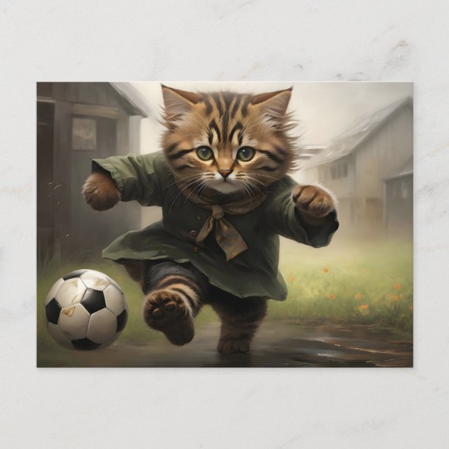 Cartão Postal Gato de Futebol Gato (Frente)
