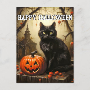 Cartão Postal Gato de Gatinho Preto Festivo