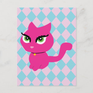 Cartão Postal Gato de Gatinho Rosa