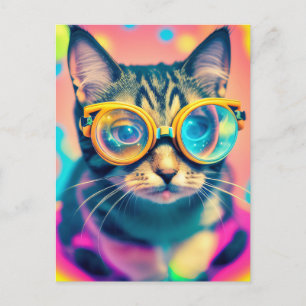 Cartão Postal Gato de Gato de Trip com Ácido Psicodélico