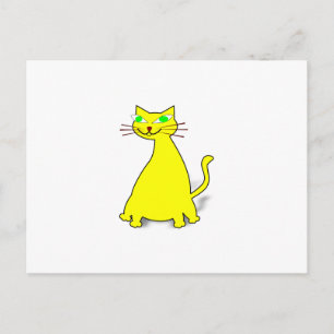 Cartão Postal Gato de gordura amarelo