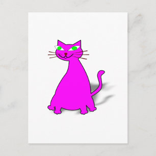 Cartão Postal Gato De Gordura Rosa