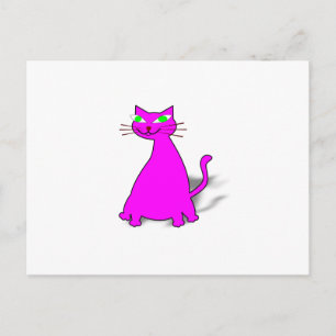 Cartão Postal Gato De Gordura Rosa