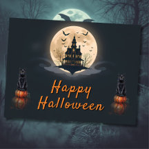 Gato de Halloween da Mansão ao Luar