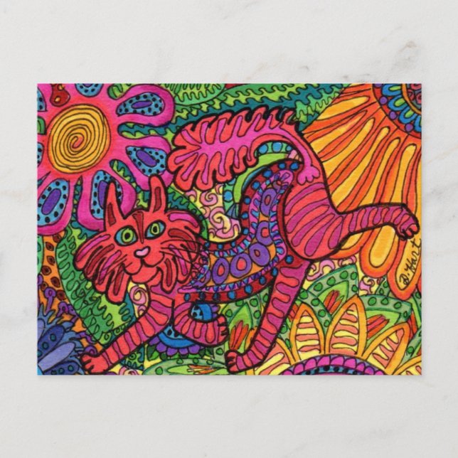 Cartão Postal Gato de Jardim Vivid (Frente)
