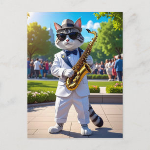 Cartão Postal Gato de Jazz Legal