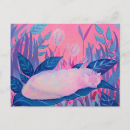 Cartão Postal Gato-de-lata-rosa-púrpura-azul Fantasia