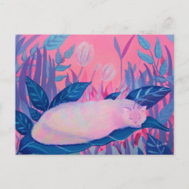 Cartão Postal Gato-de-lata-rosa-púrpura-azul Fantasia