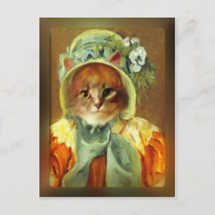 Cartão Postal Gato de Mary Cassatt em Bonnet