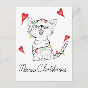 Cartão Postal gato de Natal 
