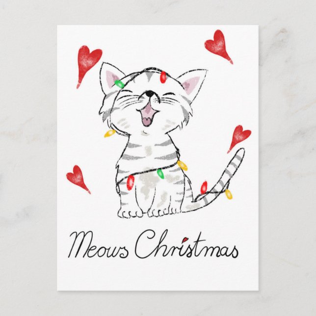 Cartão Postal gato de Natal  (Frente)