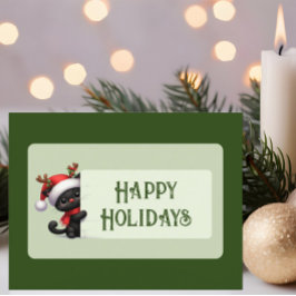 Cartão Postal Gato de Natal bonito - Cartão-postal de feriados f