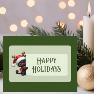 Cartão Postal Gato de Natal bonito - Cartão-postal de feriados f