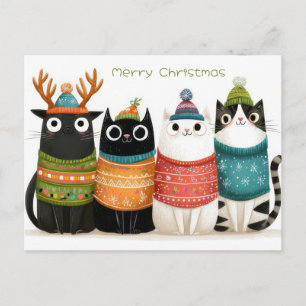 Cartão Postal Gato de Natal Engraçado