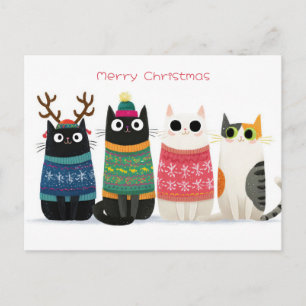 Cartão Postal Gato de Natal Engraçado