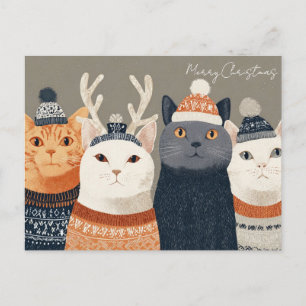 Cartão Postal Gato de Natal Engraçado