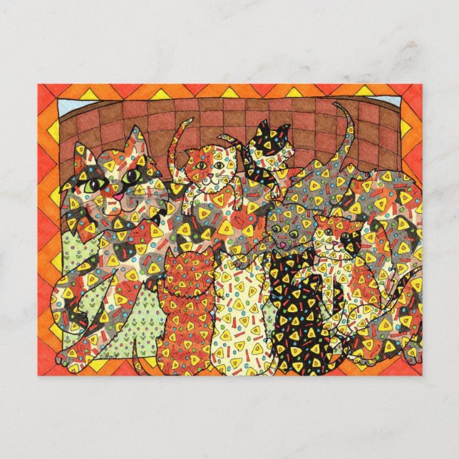 Cartão Postal Gato de Oaxacan e Gatinhos (Frente)