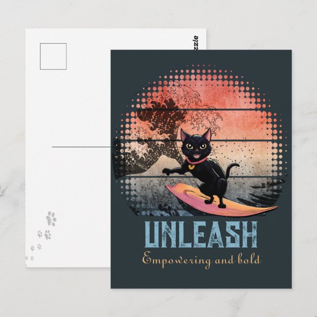 Cartão Postal Gato de Onda Sunset (Frente/Verso)