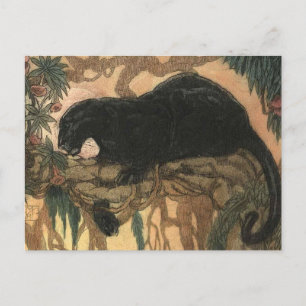 Cartão Postal Gato de Pantera Negra Vintage