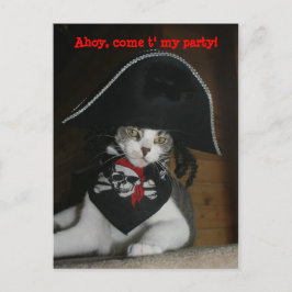 Cartão Postal Gato de Pirata Engraçado Personalizável