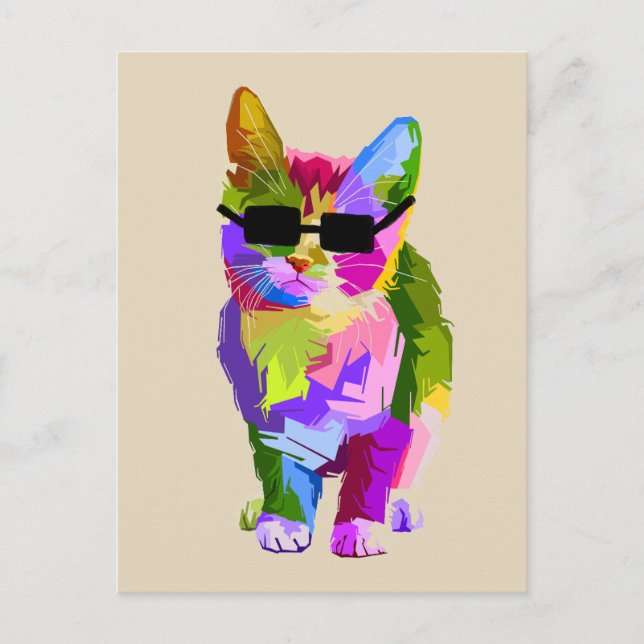 Cartão Postal Gato de pop de arte legal de arte moderna (Frente)