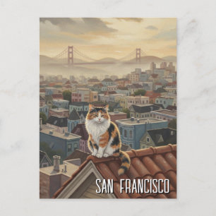 Cartão Postal Gato de São Francisco no telhado