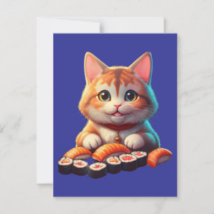 Cartão Postal Gato de Sushi