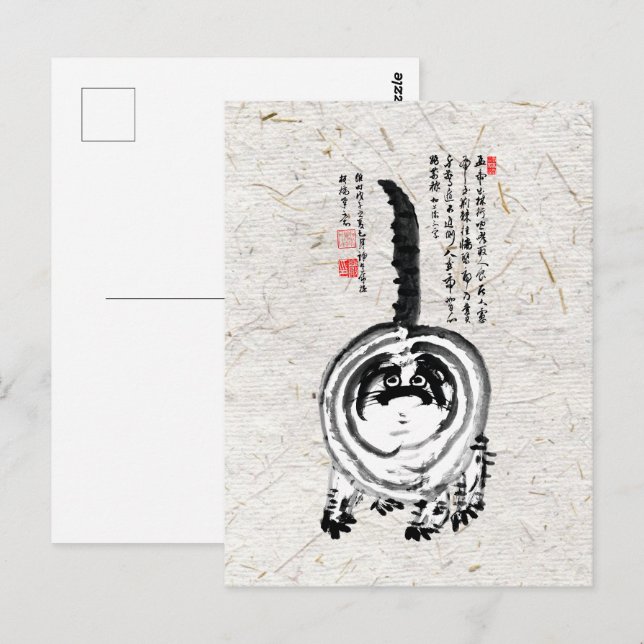 Cartão Postal Gato De Tabby Japonês Com Brisas Chonky (Frente/Verso)
