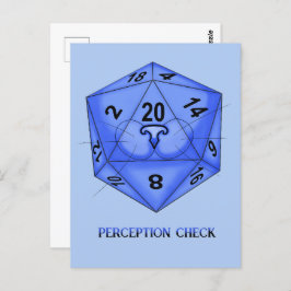 Cartão Postal Gato. Dice 20. Verificação de Percepção