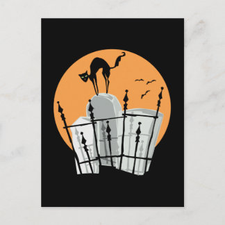 Cartão Postal Gato do Cemitério de Halloween