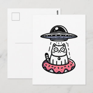 Cartão Postal Gato Donut OVNI
