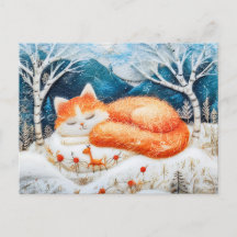 Gato Dormindo em uma Floresta Fantástica Feita em 