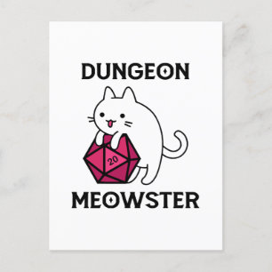 Cartão Postal Gato Dungeon Meowster Engraçado