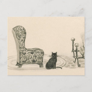 Cartão Postal Gato e cadeira do livro de 1921
