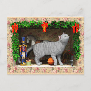 Cartão Postal Gato e coisas de Natal