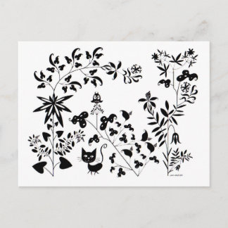 Cartão Postal Gato e Coruja