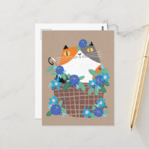 Gato e flores do Calico