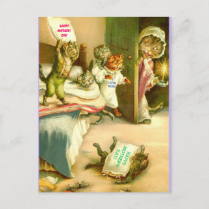 Cartão Postal Gato e Gatinhos de Dia de as mães Engraçado, Ima