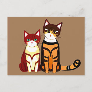 Cartão Postal Gato e Gengibre com risca de Tigre