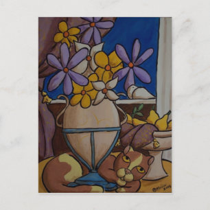 Cartão Postal Gato e Peras