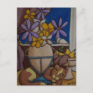 Cartão Postal Gato e Peras