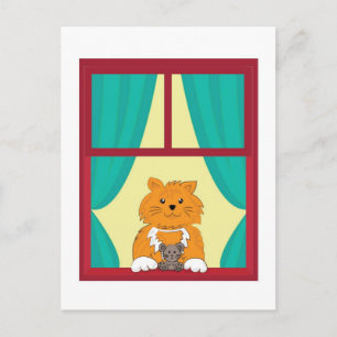 Cartão Postal Gato e rato
