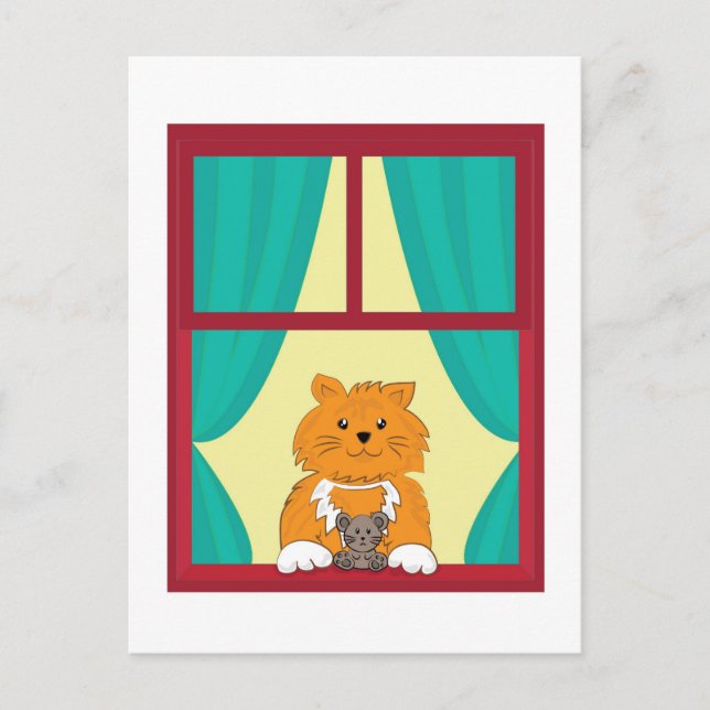 Cartão Postal Gato e rato (Frente)