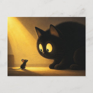 Cartão Postal Gato e rato