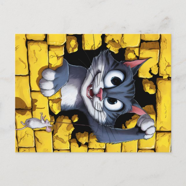 Cartão Postal Gato e rato. (Frente)