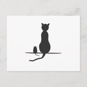 Cartão Postal gato e rato