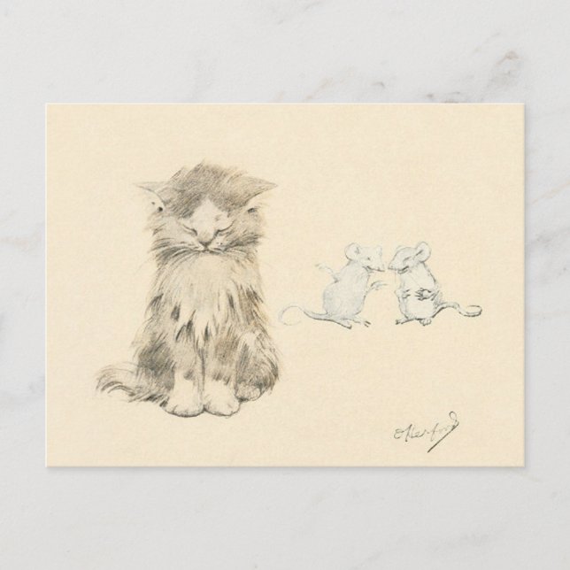 Cartão Postal Gato e ratos (Frente)