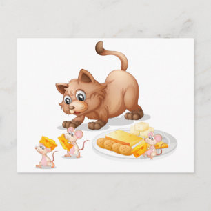 Cartão Postal Gato e ratos